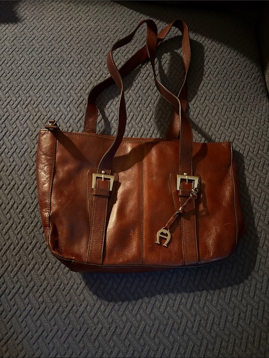Etienne Aigner Handbags - Etienne Aigner Dark Brown Leather Purse Logo Patch Interior